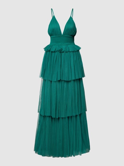 Lace & Beads Abendkleid mit tiefem V-Ausschnitt Lagune 2