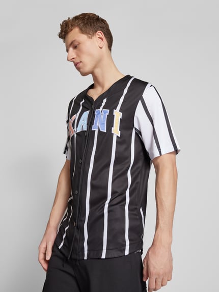 Karl Kani T-Shirt mit durchgehender Druckknopfleiste Black 3