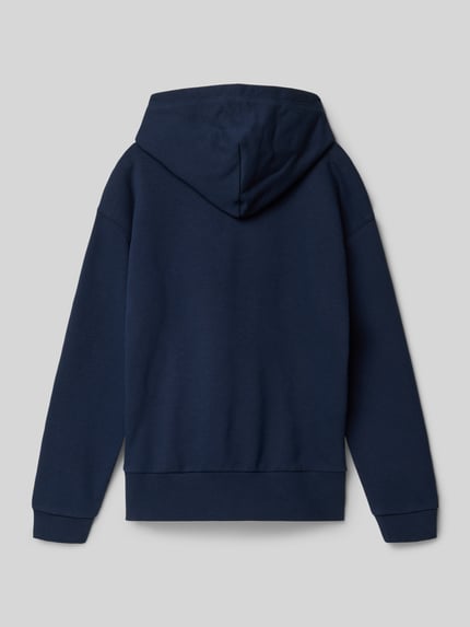 Produktfoto, granatowy Boyfriend Fit Hoodie aus Baumwoll-Mix od Tommy Hilfiger Teens, jednolity kolor, materiał dresowy, widoczne ściągacze