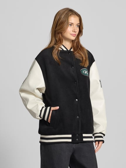 Karo Kauer Collegejack met label- en motiefstitchings Zwart - 4