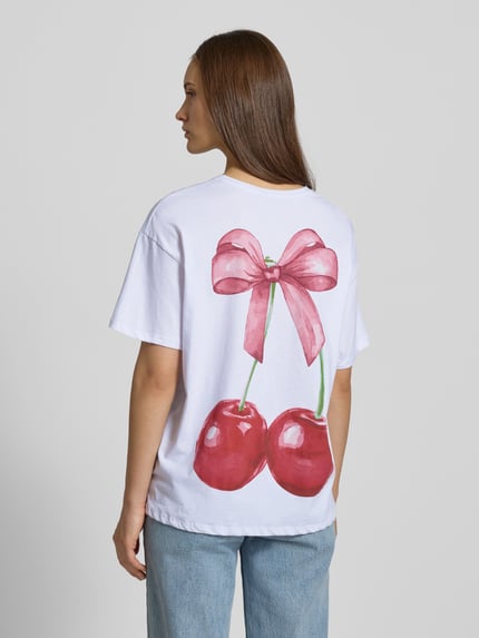 PIECES Oversized T-Shirt aus reiner Baumwolle Modell 'MIKKA' Weiss 5