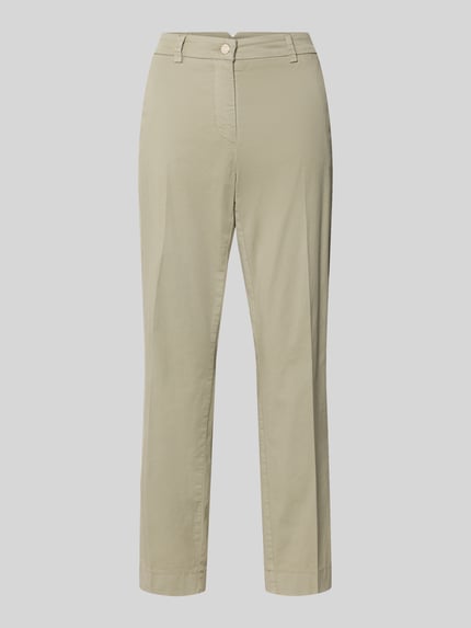 Produktfoto, Hose mit Gesäßtaschen Modell 'KIANA' von Cambio aus Baumwoll-Elasthan-Mix in Beige, verkürzte Passform, glatte Textur, Damen