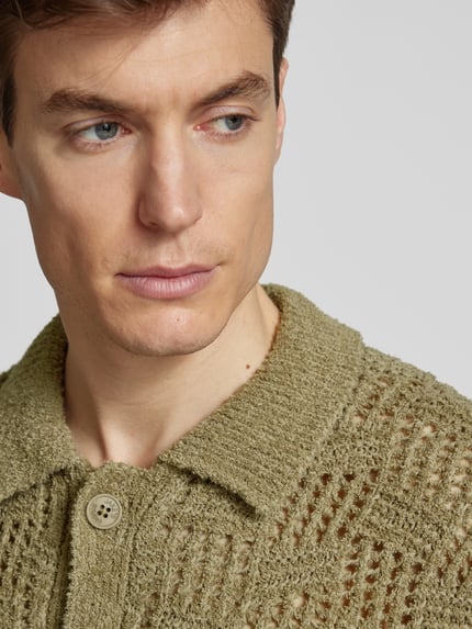 Jake*s Studio Men Cardigan mit Strukturmuster Mud 3