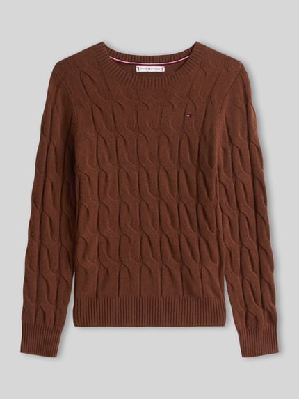 Tommy Hilfiger Regular Fit Pullover aus reiner Wolle Mittelbraun 2