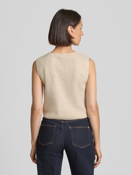 Oui Slim Fit Strickweste aus Woll-Mix Beige Melange 5