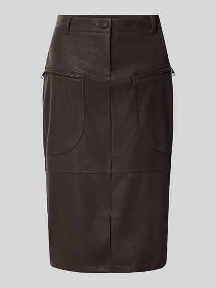 Kokerrok op knielengte in leerlook Shop The Look MANNEQUINE