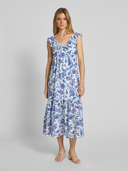 MANGO Midikleid mit Rüschen Modell 'RAMONA' Marine 4