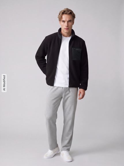 ONLY & SONS Regular Fit teddyjack met opstaande kraag model 'DALLAS' Zwart - 1