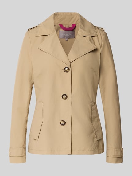 Produktfoto, Regular Fit Jacke mit Reverskragen van Christian Berg Woman Selection, beige, materiaalmix met katoen, steekzakken, knoopsluiting