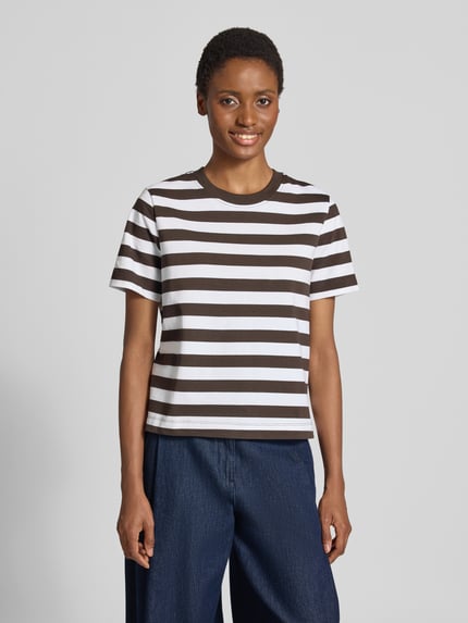 Selected Boxy fit T-shirt van pure Katoen Model 'ESSENTIAL' Donkerbruin - 4