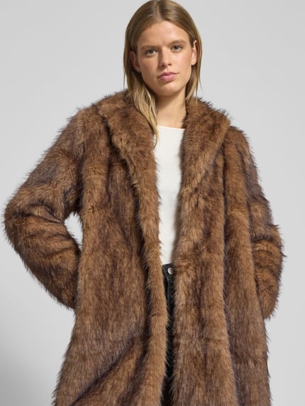 ONLY Regular fit lange jas van imitatiebont, model 'DAWN' Lichtbruin - 3