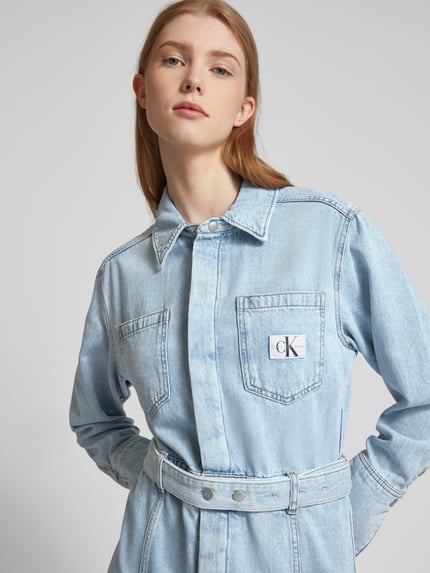 Calvin Klein Jeans Jeanskleid mit Taillengürtel Hellblau 3