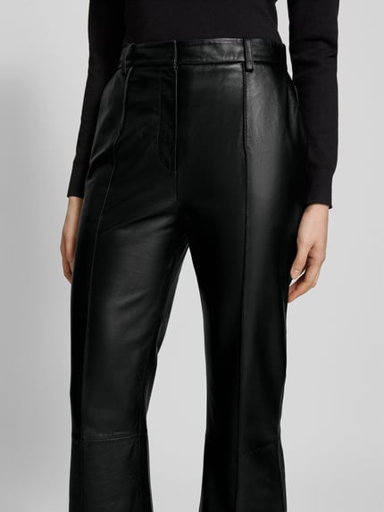 Victoria Beckham High waist leren broek van lamsnappa met deelnaad Zwart - 3