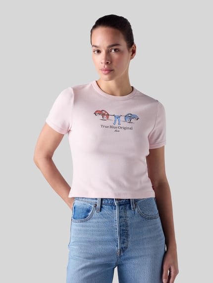 Levi's® Slim Fit T-Shirt aus Baumwoll-Mix Rosa Melange 1