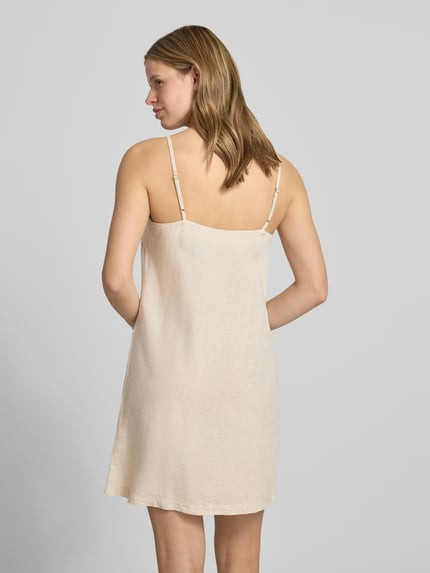 PIECES Ausgestelltes Minikleid aus Viskose-Leinen-Mix Modell 'PIA' Beige 5