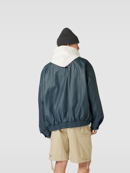 Marni Oversized Lederjacke mit Leistentaschen Blau 5