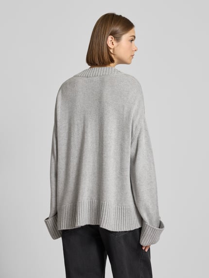 Gina Tricot Loose Fit Strickpullover mit Woll-Anteil Hellgrau Melange 5