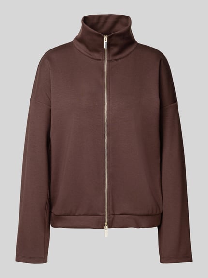 Rich & Royal Sweatjack van viscosemix met tweewegsritssluiting Donkerbruin - 2