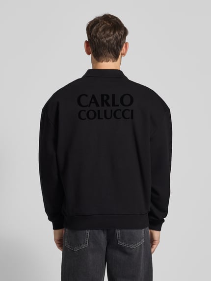 Carlo Colucci Oversized Sweatshirt mit Polokragen Black 5