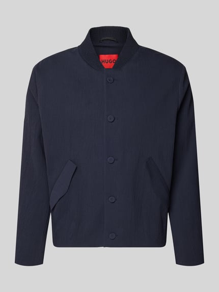 Productfoto, donkerblauwe blouson met vijf knopen en schuine steekzakken, Regular Fit Blouson aus Baumwoll-Lyocell-Mix Modell 'UKASHI263X-H' van HUGO, heren bomberjack