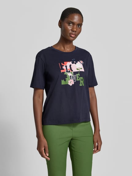 Marc Cain Regular fit t-shirt van puur katoen Marineblauw - 4