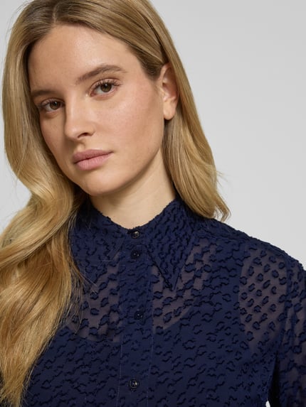 Lala Berlin Bluzka koszulowa o kroju slim fit z kołnierzykiem Ciemnoniebieski 3