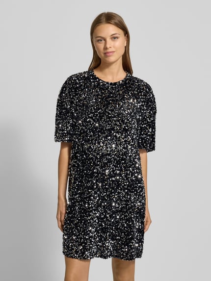 Jake*s Casual Mini-jurk met pailletten en ronde hals Zwart - 4