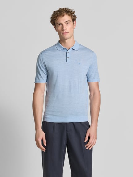 Fynch-Hatton Regular Fit Poloshirt aus reiner Baumwolle in Strick-Optik Hellblau 4
