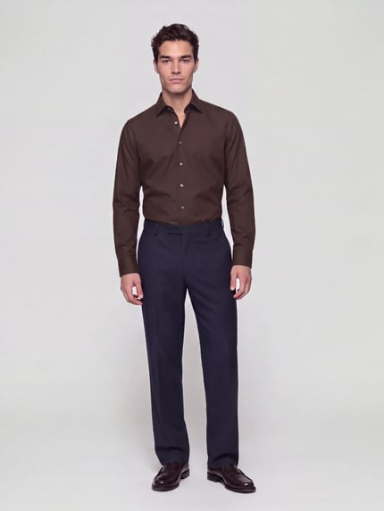 Selected Slim Fit Businesshemd aus Baumwoll-Mix Modell 'FILIP' Dunkelbraun 1