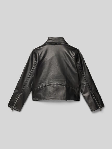 Calvin Klein Jeans Bikerjacke in Leder-Optik mit Pattentaschen Black 3