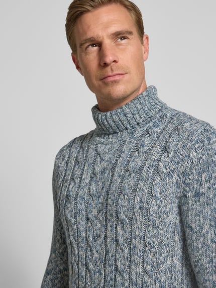 RAGMAN Regular fit coltrui met geribde boorden Jeansblauw - 3