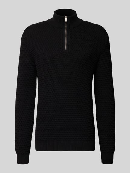 MCNEAL Regular Fit Troyer mit gerippten Abschlüssen Black 2