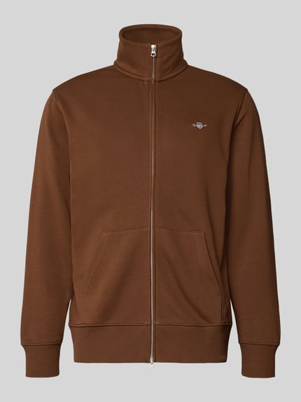 Produktfoto, Bluza rozpinana z mieszanki bawełny Gant z wyhaftowanym logo, krój regular fit, stójka, zamek błyskawiczny.