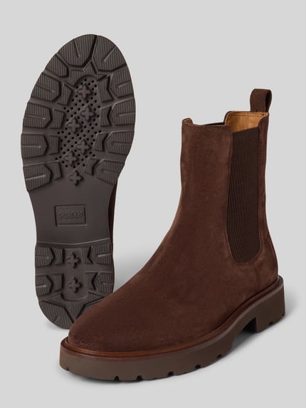 Geox Chelsea boots van leer met elastische inzetten Model 'NORIZE' Donkerbruin - 4