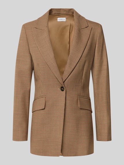 Produktfoto, Blazer mit Reverskragen und Pattentaschen Modell 'GAMBERO' von Marella, braun kariert, Material-Mix mit Schurwolle, taillierte Form