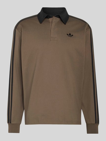 adidas Originals Relaxed Fit Rugbyshirt aus reiner Baumwolle Anthrazit 2