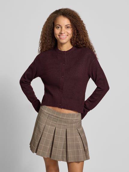 JJXX Regular fit gebreid jack met ronde hals model 'NATALIE' Donkerrood - 4