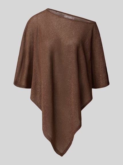 Produktfoto, braunes Cape mit weichem Viskose-Mix, fließende Textur, asymmetrischer Schnitt, Produktname: 'Sch immer ndes Cape aus Viskose-Mix' von Christian Berg Cocktail, Damen Cape mit dezenter Struktur