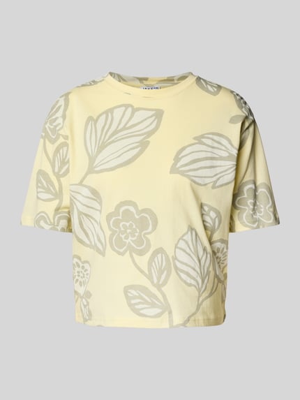 Jake*s Studio Woman T-shirt z prążkowanym okrągłym dekoltem Pastelowy żółty 2