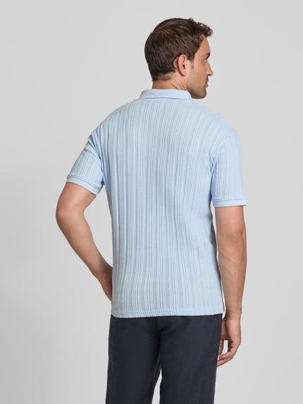 Selected Slim fit poloshirt met structuurmotief, model 'JADEN' Hemelsblauw - 5