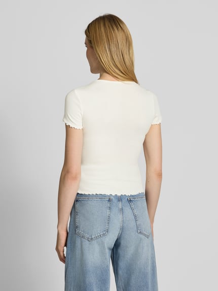 Jake*s Casual T-Shirt mit Muschelsaum Offwhite 5