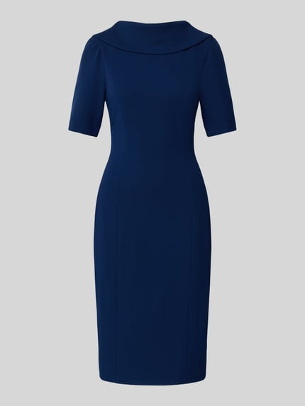 Adrianna Papell Knielange cocktailjurk met opstaande kraag Marineblauw - 2
