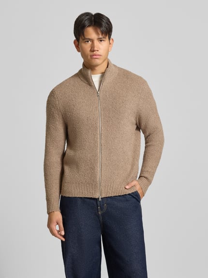 ONLY & SONS Regular fit gebreid jack met tweewegritssluiting Beige - 4