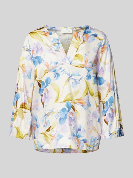 ETERNA Comfort fit blouse met V-hals Blauw - 2
