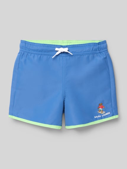 Polo Ralph Lauren Kids regular fit zwembroek met trekkoord en Polo Bear Koningsblauw - 1