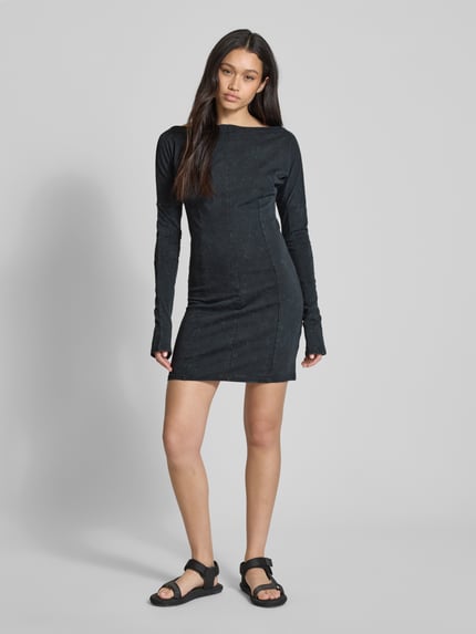 Weekday Mini-jurk met boothals, model 'Robin' Zwart - 1