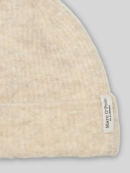 Marc O'Polo Mütze aus Schurwolle mit Label-Detail Offwhite 2