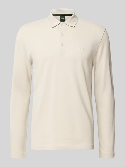 Produktfoto, Regular Fit Poloshirt aus reiner Baumwolle Modell 'PLISY' von BOSS Green, unifarben, piqué, lange mouwen, polokraag.