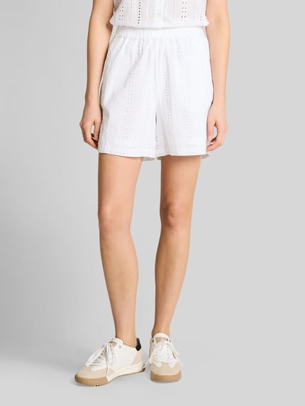 Tom Tailor Denim Relaxed Fit Shorts aus reiner Baumwolle mit Lochstickerei Weiss 4