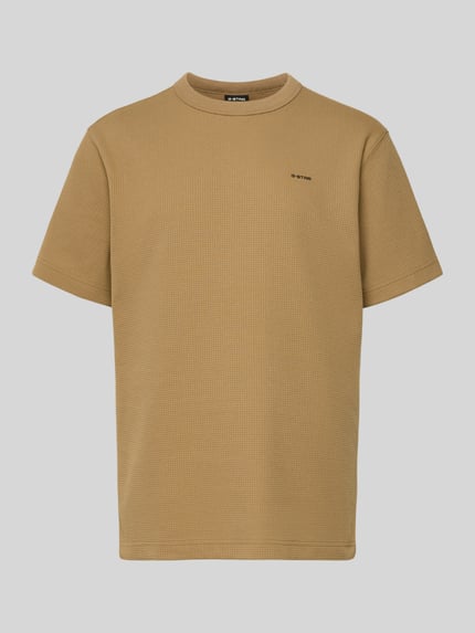 Produktfoto, Regular Fit T-Shirt mit Strukturmuster von G-Star Raw in Beige mit Rundhalsausschnitt und Logo, Rückenlänge 71 cm bei Größe M